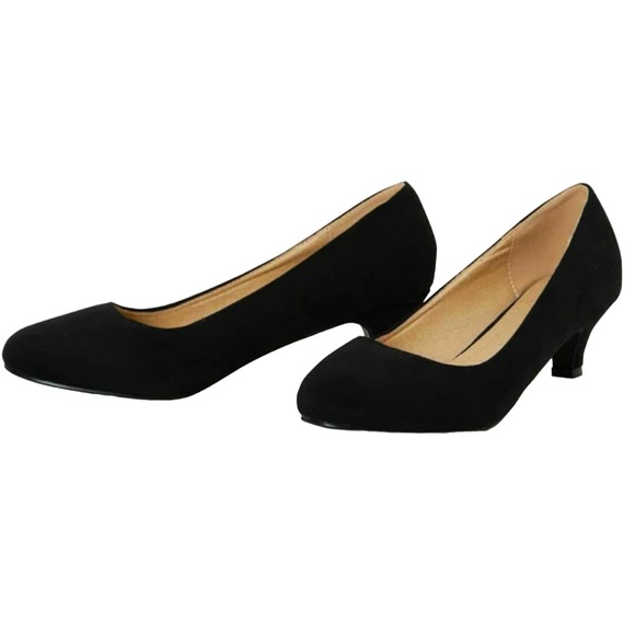 Forever Link Dana-9 Black Heels, Size 7, Black Suede, Elegant Women's Footwear - Picture 2 of 6